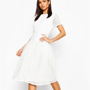 boohoo Boutique Full Skirted White Midi Dress